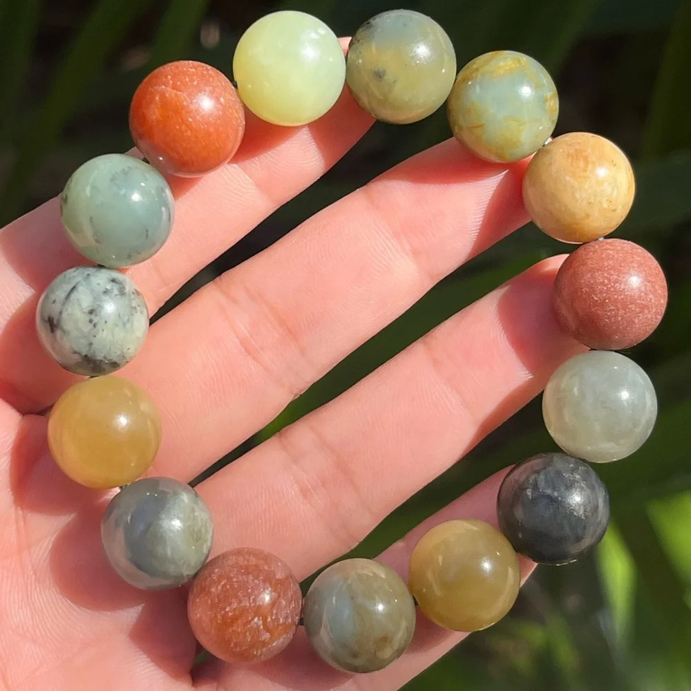 14mm stretchable‎ multicolor Xiuju jade bracelet